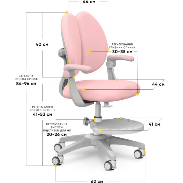 Дитяче крісло Mealux Sprint Duo Pink (арт.Y-412 KP) - оббивка рожева однотонна (коробок-1шт.)