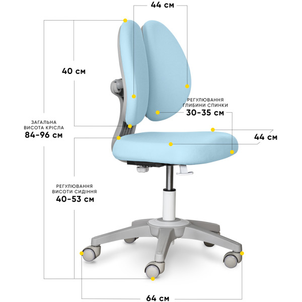 Детское кресло Mealux Sprint Duo Lite Blue (арт.Y-412 Lite KBL) - обивка голубая однотонная (коробок-1шт.)