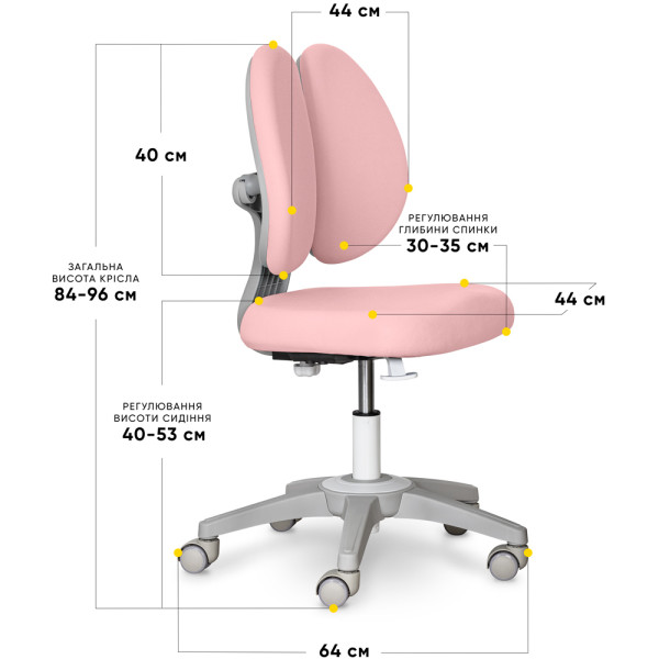 Детское кресло Mealux Sprint Duo Lite Pink (арт.Y-412 Lite KP) - обивка розовая однотонная (коробок-1шт.)