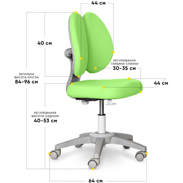 Дитяче крісло Mealux Sprint Duo Lite Green (арт.Y-412 Lite KZ) - оббивка зелена однотонна (коробок-1шт.)