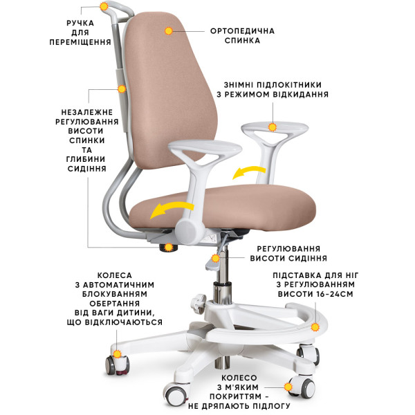 Дитяче крісло Evo-kids Mio Ergo Brown (арт.Y-507 BR) - оббивка світло-коричнева однотонна (коробок-1шт.)