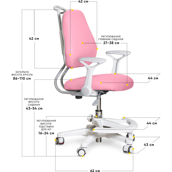 Дитяче крісло Evo-Kids Mio Ergo Pink (арт.Y-507 KP) - оббивка рожева однотонна (коробок-1шт.)