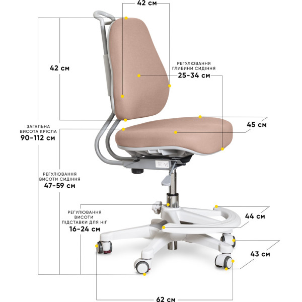 Детское кресло Evo-Kids Mio Ergo Lite Brown (арт.Y-507 Lite BR) - обивка коричневая однотонная (коробок-1шт.)