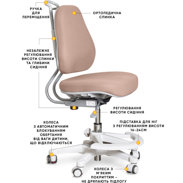 Детское кресло Evo-Kids Mio Ergo Lite Brown (арт.Y-507 Lite BR) - обивка коричневая однотонная (коробок-1шт.)