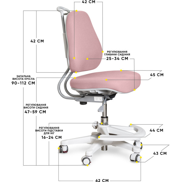 Детское кресло Evo-Kids Mio Ergo Lite Dark Pink (арт.Y-507 Lite DP) - обивка темно-розовая однотонная (коробок-1шт.)