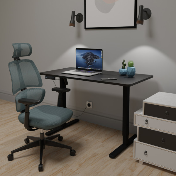 Крісло Mealux Leo Air Plus Grey / Blue (арт.Y-546 KBGL) - оббивка сітка / сіро-блакитна однотонна (коробок-1 шт.)