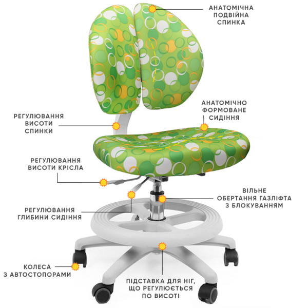 Крісло Mealux Duo Kid Z (арт.Y-616 Z) оббивка зелена з кульками (коробок-1 шт.)