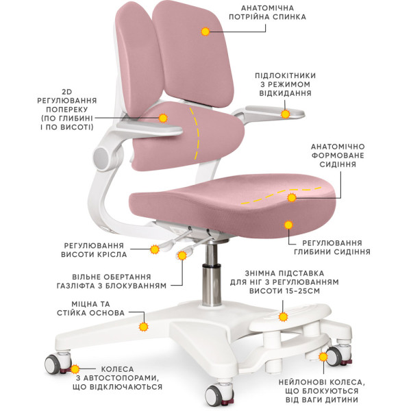 Детское кресло Mealux Trident Dark Pink (арт.Y- 617 DP) - обивка темно розовая однотонная (коробок-1шт.)