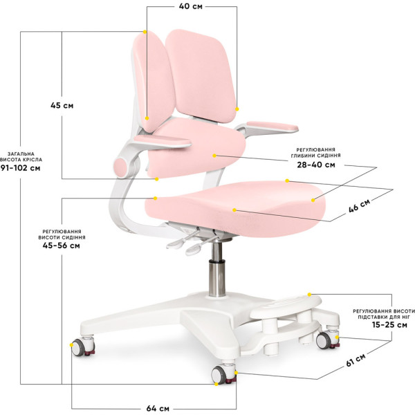 Детское кресло Mealux Trident Pink (арт.Y-617 KP) - обивка розовая однотонная (коробок-1шт.)