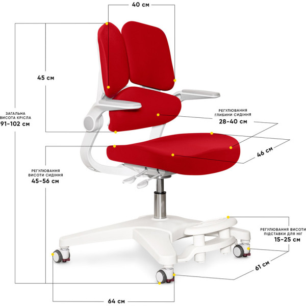Детское кресло Mealux Trident Red (арт.Y-617 KR) - обивка красная однотонная (коробок-1шт.)