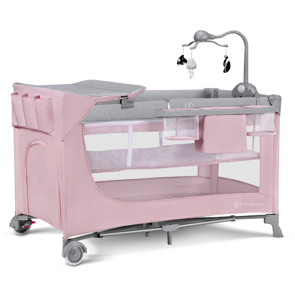 Кровать-манеж с пеленатором Kinderkraft Leody Pink (KCLEOD00PNK00AC)