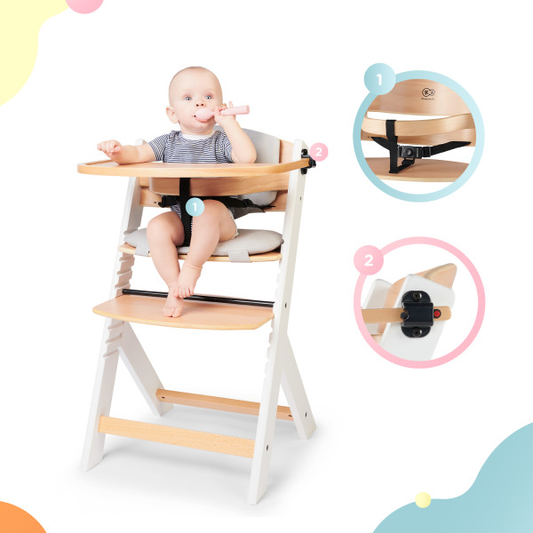 Стульчик для кормления с подушкой Kinderkraft Enock White Wood (KHENOC0PWHT0000)