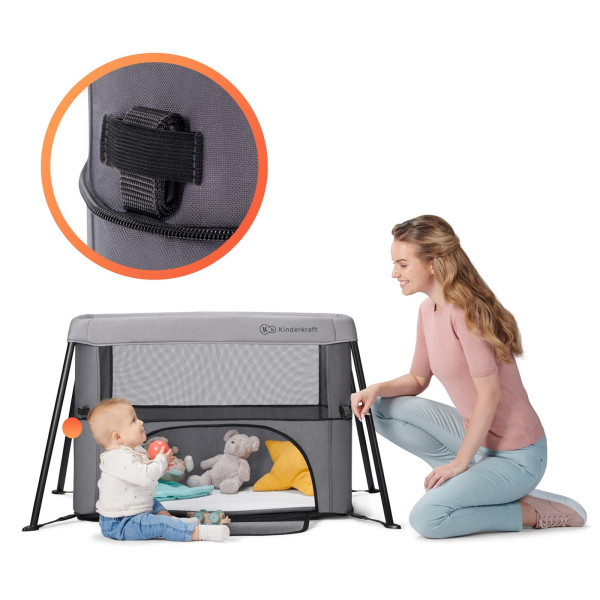 Кровать-манеж 2 в 1 Kinderkraft Movi Grey (KCMOVI00GRY0000)