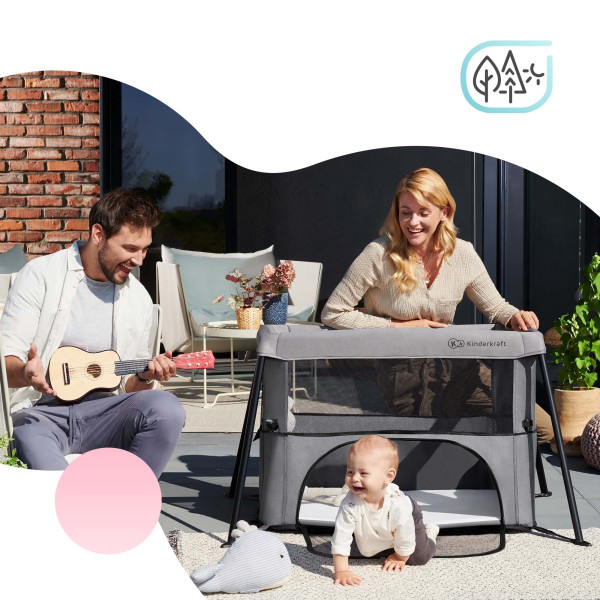 Кровать-манеж 2 в 1 Kinderkraft Movi Grey (KCMOVI00GRY0000)