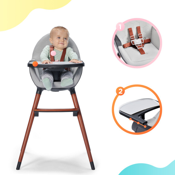 Стульчик для кормления 2 в 1 Kinderkraft Finix Grey.