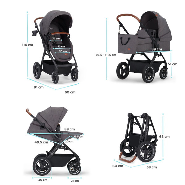 Универсальная коляска 3 в 1 Kinderkraft B-Tour Ash Gray.