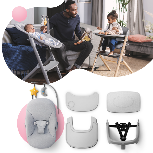 Стульчик для кормления с шезлонгом Kinderkraft Igee Calmee Cloudy Grey (KHIGCA00GRY0000)