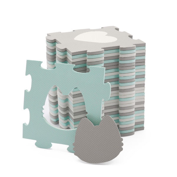 Килимок-пазл Kinderkraft Luno Shapes Mint, 30 элементов (KPLUSH00MIN0000)
