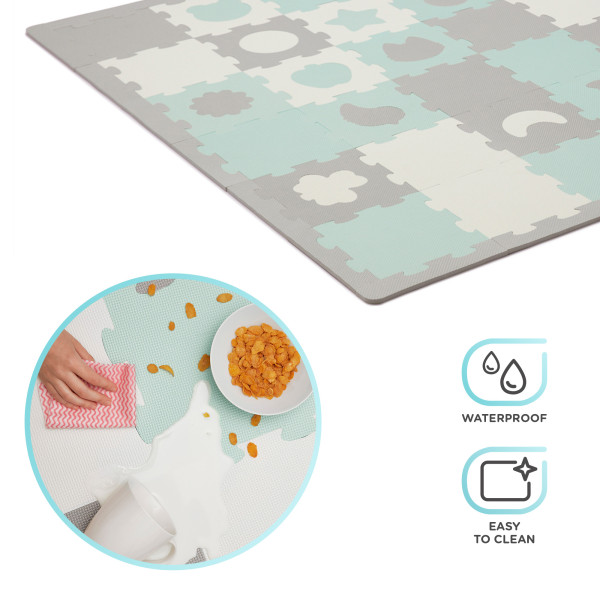 Килимок-пазл Kinderkraft Luno Shapes Mint, 30 элементов (KPLUSH00MIN0000)