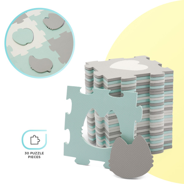 Килимок-пазл Kinderkraft Luno Shapes Mint, 30 элементов (KPLUSH00MIN0000)