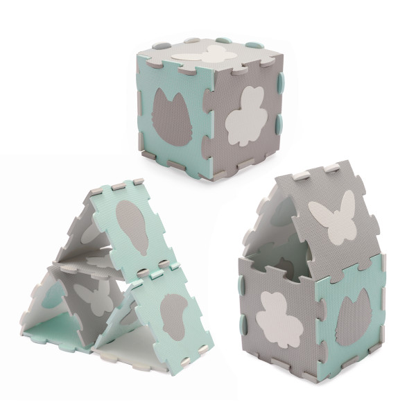 Килимок-пазл Kinderkraft Luno Shapes Mint, 30 элементов (KPLUSH00MIN0000)
