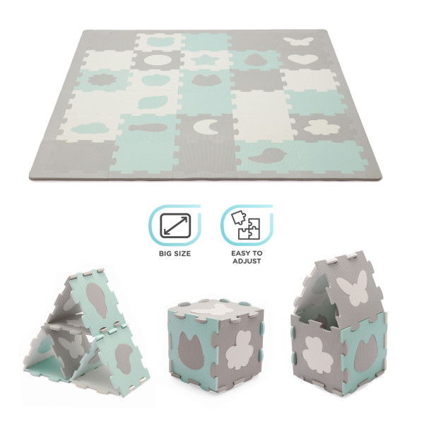 Килимок-пазл Kinderkraft Luno Shapes Mint, 30 элементов (KPLUSH00MIN0000)