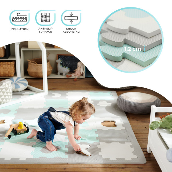 Килимок-пазл Kinderkraft Luno Shapes Mint, 30 элементов (KPLUSH00MIN0000)