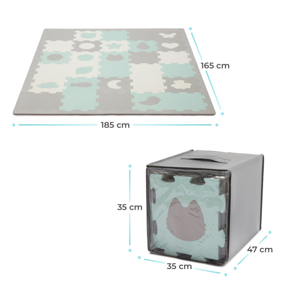 Килимок-пазл Kinderkraft Luno Shapes Mint, 30 элементов (KPLUSH00MIN0000)