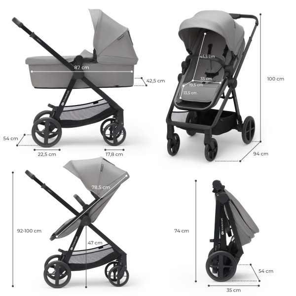 Универсальная коляска 3 в 1 Kinderkraft Newly Moonlight Grey (KSNEWL00GRY3000)