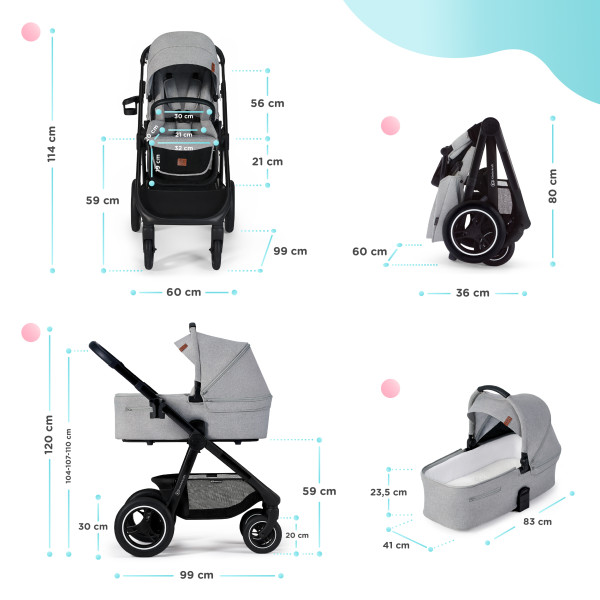 Универсальная коляска 2 в 1 Kinderkraft Everyday 2 Light Gray