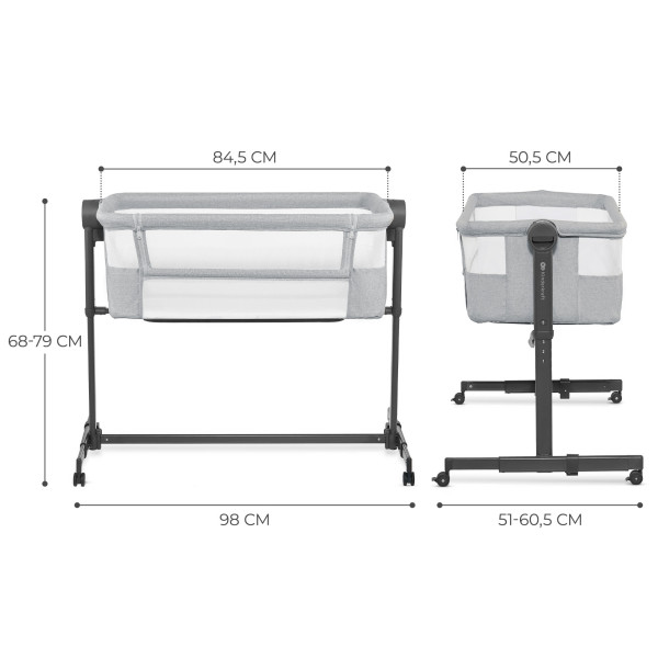Приставная кроватка-люлька Kinderkraft Neste Up 2 Light Grey (KLNEUP02LGR0000)