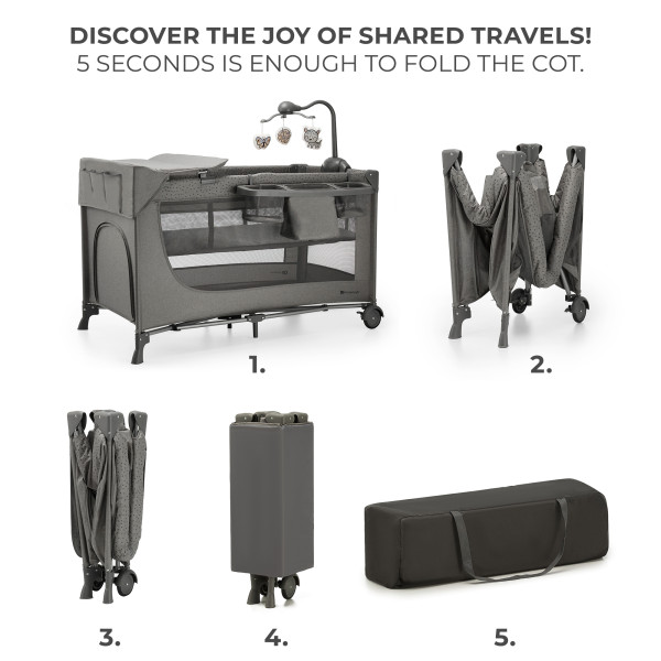 Кровать-манеж с пеленатором Kinderkraft Joy 2 Dark Grey (KLJOY02DGR000AC)