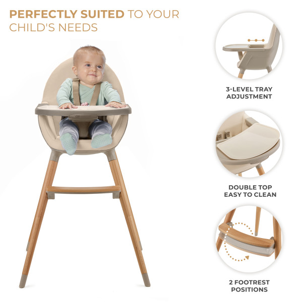 Стульчик для кормления 2 в 1 Kinderkraft Fini 2 Beige (KHFINI02BEG0000)