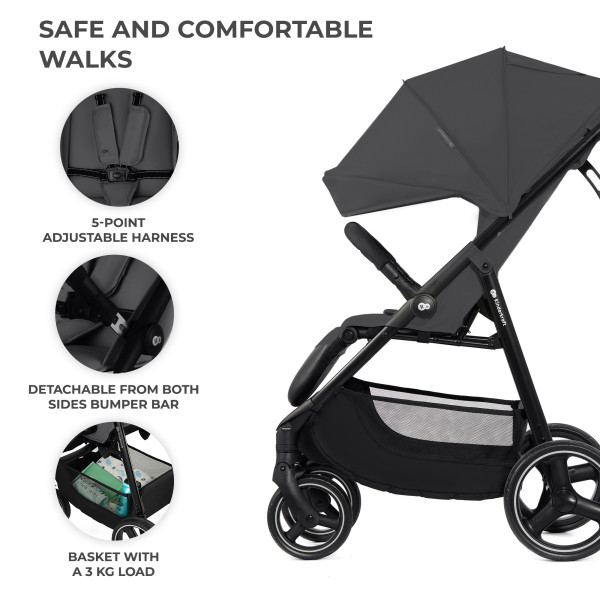 Прогулочная коляска Kinderkraft Trig 3 Granite Grey (KSTRIG03GRY0000)