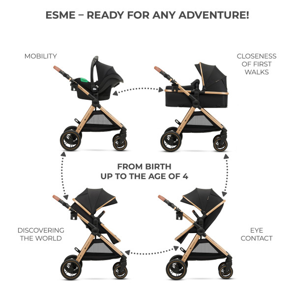 Универсальная коляска 3 в 1 Kinderkraft Esme Pure Black (KSESME00BLK3000)