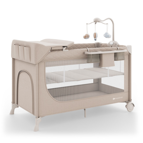 Кровать-манеж з пеленатором Kinderkraft Leody Up Beige (KCLEODUPBEG00AC)