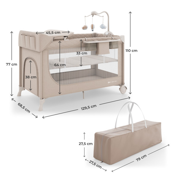 Кровать-манеж з пеленатором Kinderkraft Leody Up Beige (KCLEODUPBEG00AC)