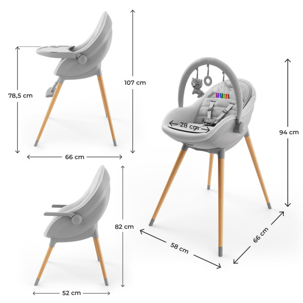 Стульчик для кормления 2 в 1 Kinderkraft Fini Up Grey