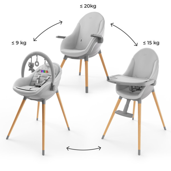 Стульчик для кормления 2 в 1 Kinderkraft Fini Up Grey