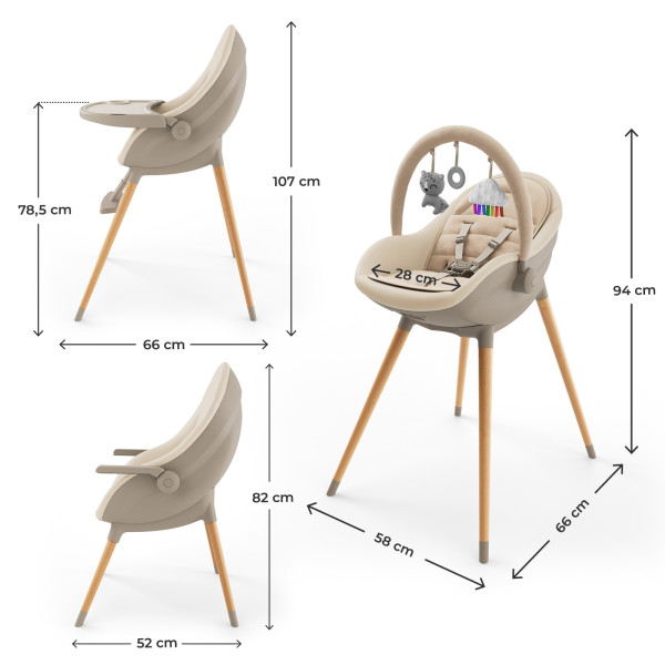 Стульчик для кормления 2 в 1 Kinderkraft Fini Up Beige
