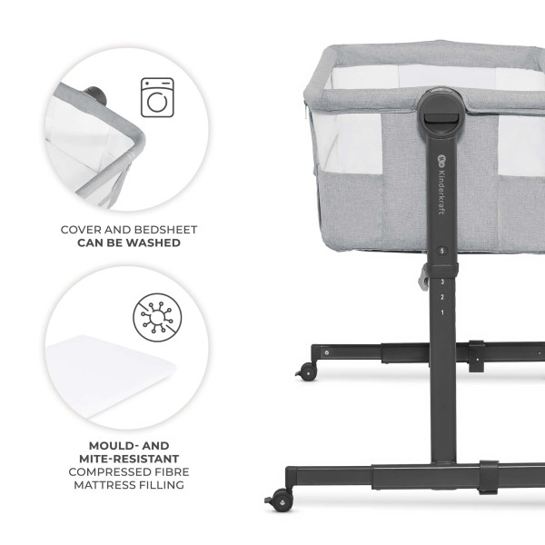 Приставная кроватка-люлька Kinderkraft Nestee Up 2 Light Grey (KLNEE002LGR0000)
