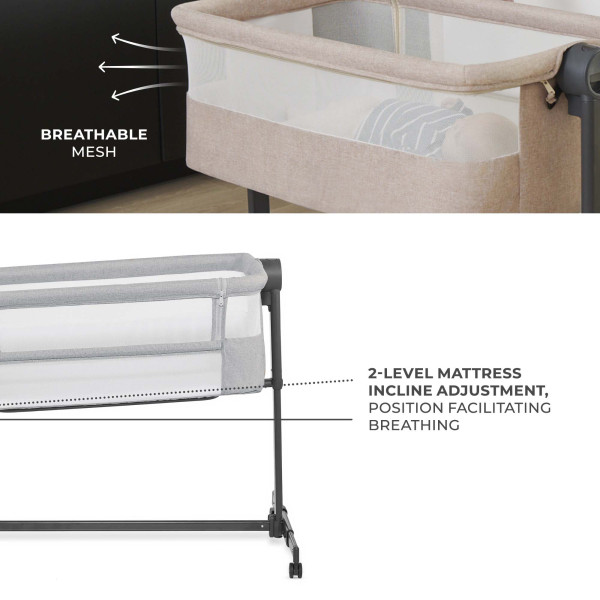 Приставная кроватка-люлька Kinderkraft Nestee Up 2 Light Grey (KLNEE002LGR0000)