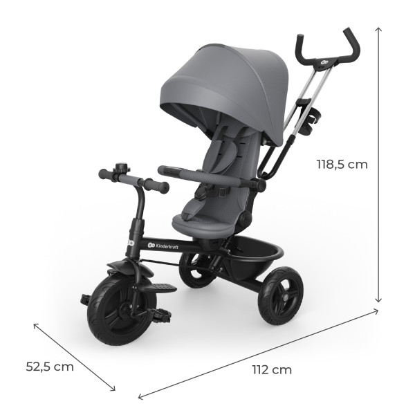 Трехколесный велосипед Kinderkraft Aston 2 Plus Grey (KRASTO02GRYPL00)