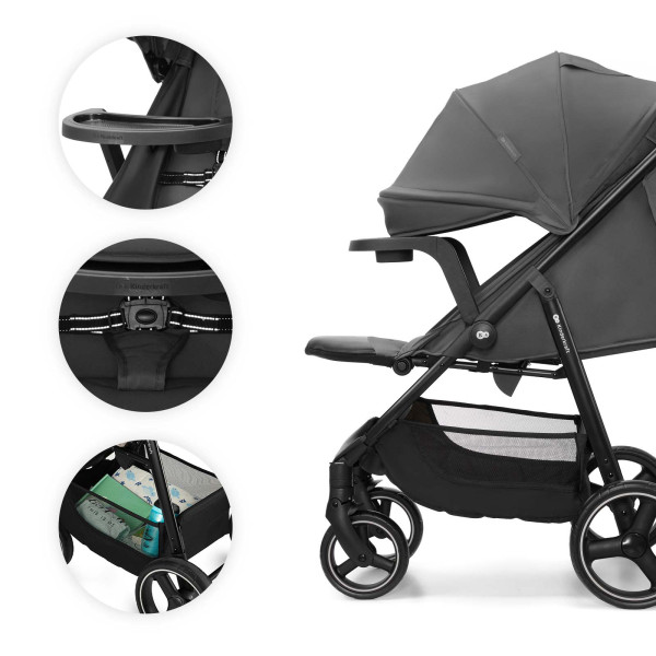 Прогулочная коляска Kinderkraft Trig 3 Tray Grey (KSTRIG03GRY000T)