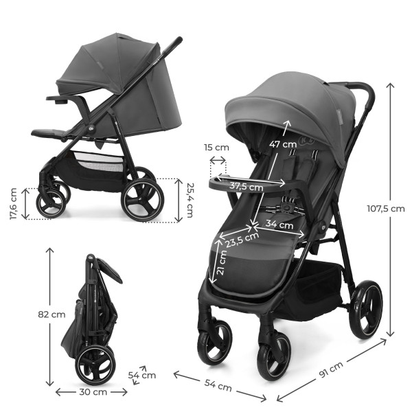 Прогулочная коляска Kinderkraft Trig 3 Tray Grey (KSTRIG03GRY000T)