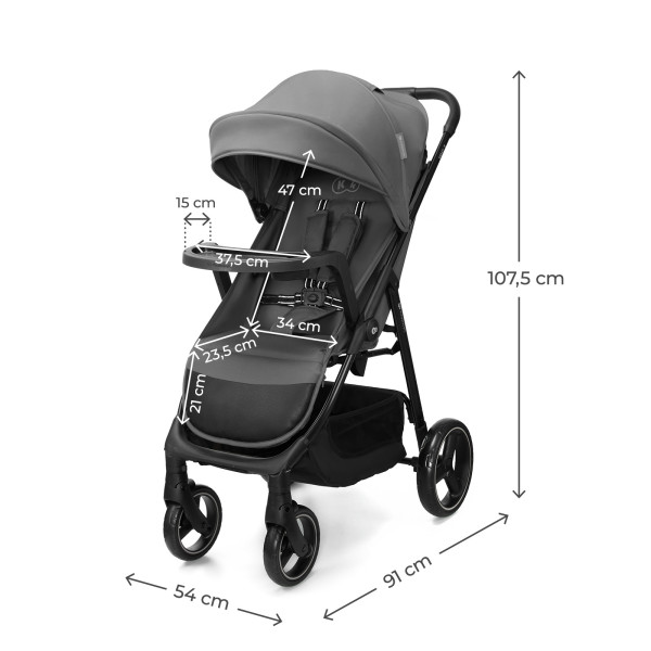 Прогулочная коляска Kinderkraft Trig 3 Tray Grey (KSTRIG03GRY000T)